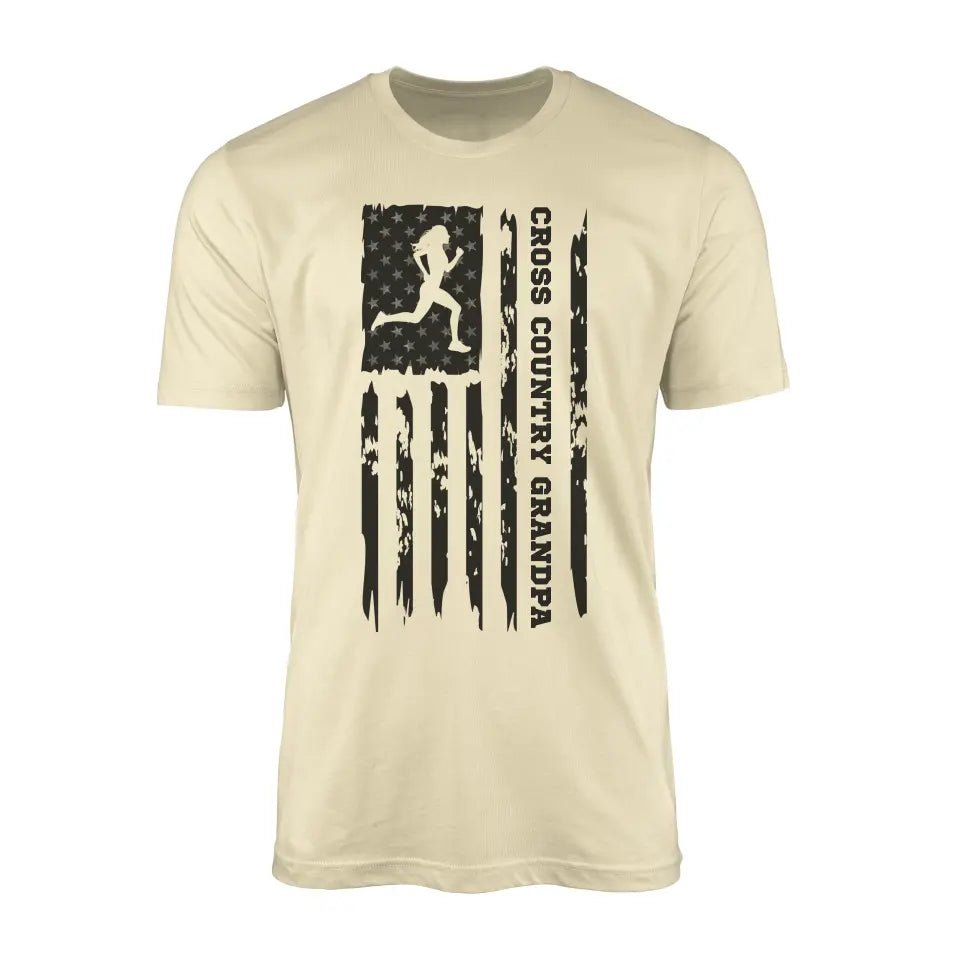 Cross Country Grandpa Vertical Flag on a Men's T-Shirt with a Black Graphic