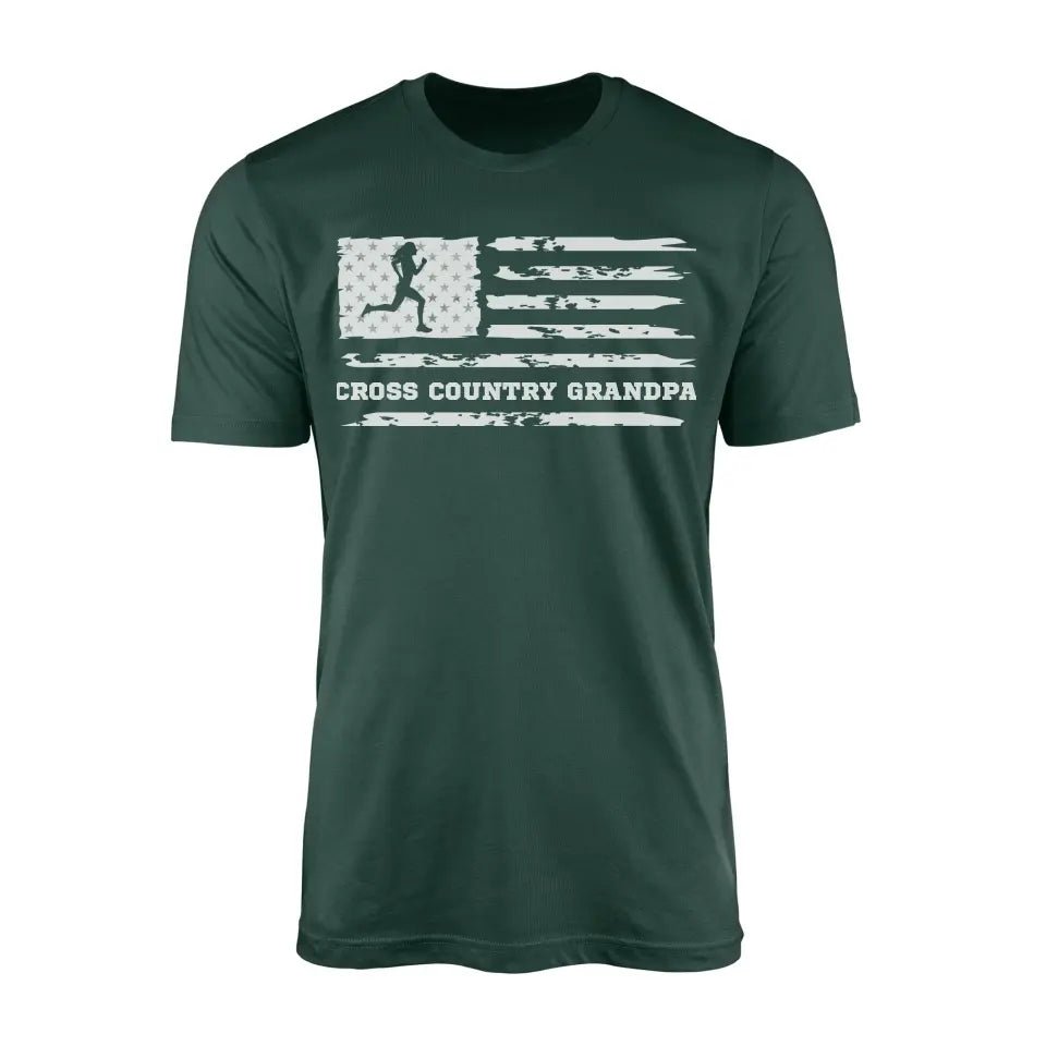 Cross Country Grandpa Horizontal Flag on a Men's T-Shirt with a White Graphic