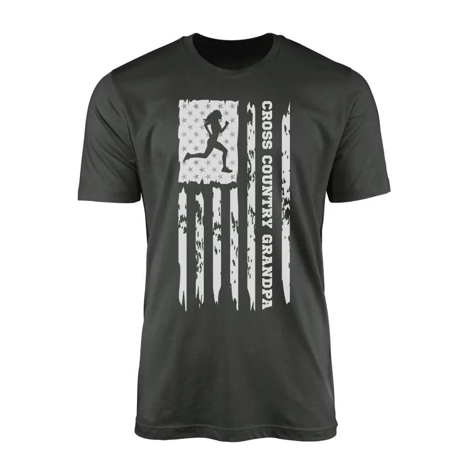 Cross Country Grandpa Vertical Flag on a Men's T-Shirt with a White Graphic
