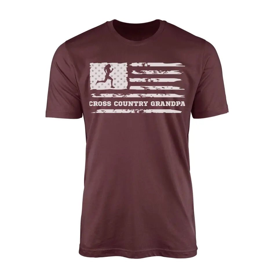 Cross Country Grandpa Horizontal Flag on a Men's T-Shirt with a White Graphic