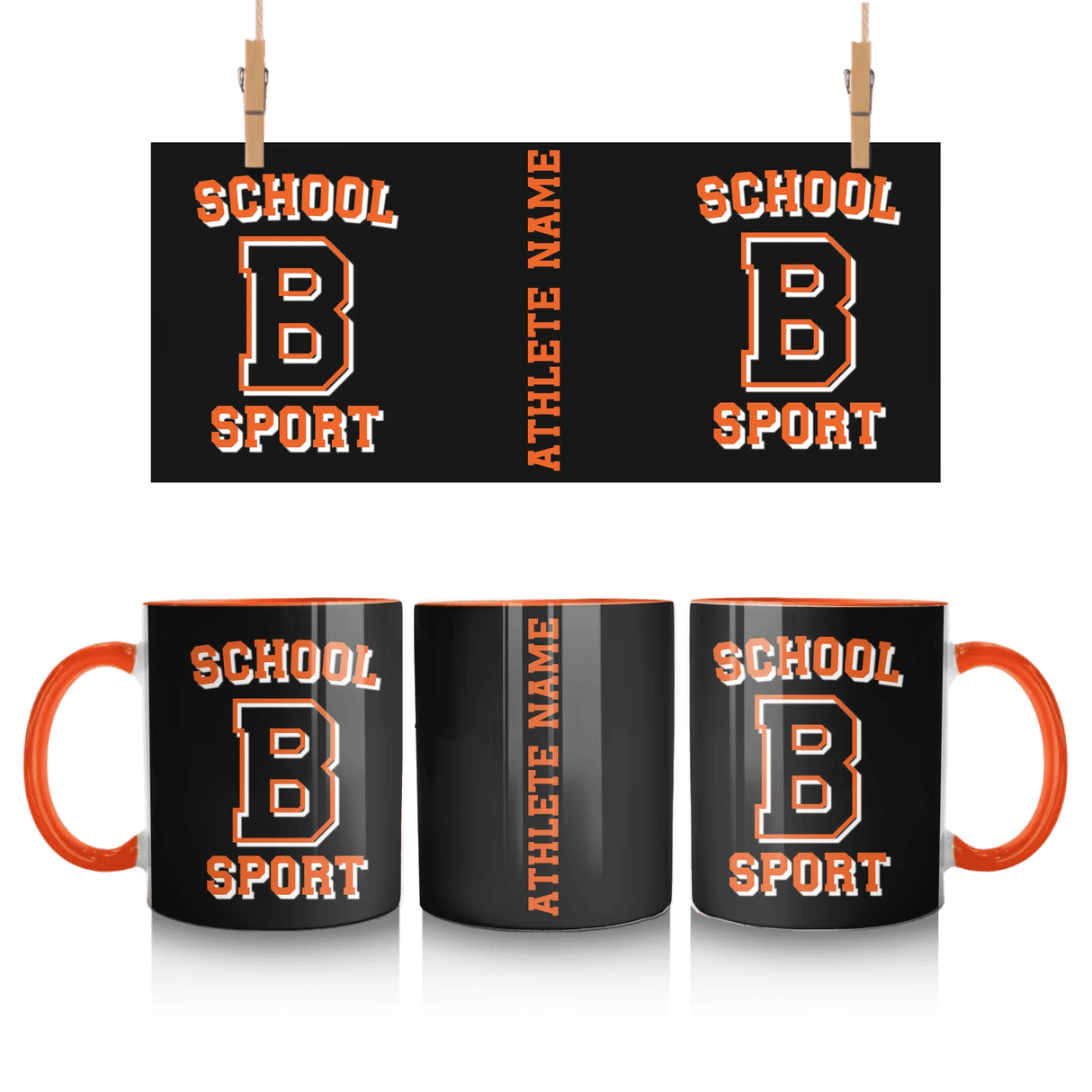 Custom School Spirit Mug With School, Initial & Sport Name With Collegiate Letter Design