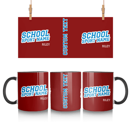 Custom School Spirit Mug With School and Mascot Name With Slanted Block Varsity Design