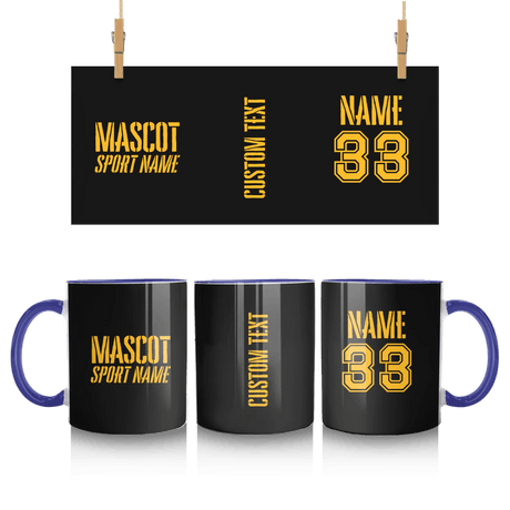 Custom School Spirit Mug With Mascot and Sport With Stencil Design