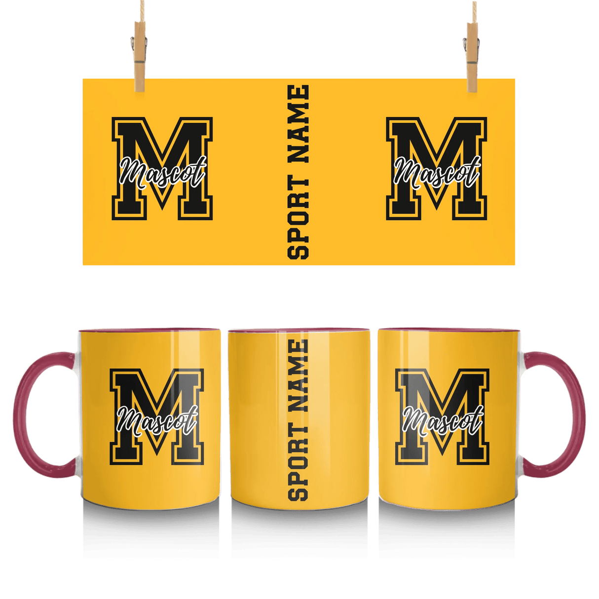 Custom School Mascot Mug With Large Initial and Mascot Name