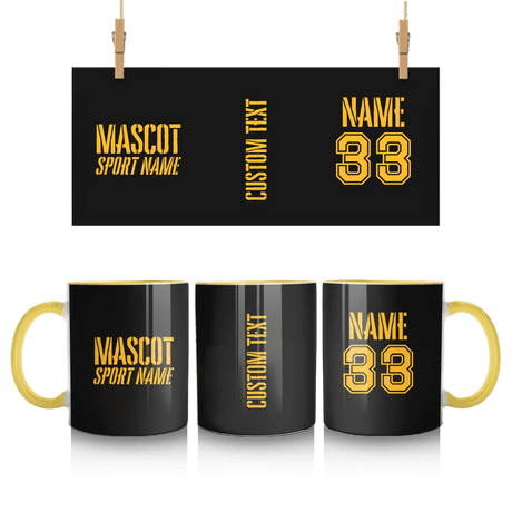 Custom School Spirit Mug With Mascot and Sport With Stencil Design