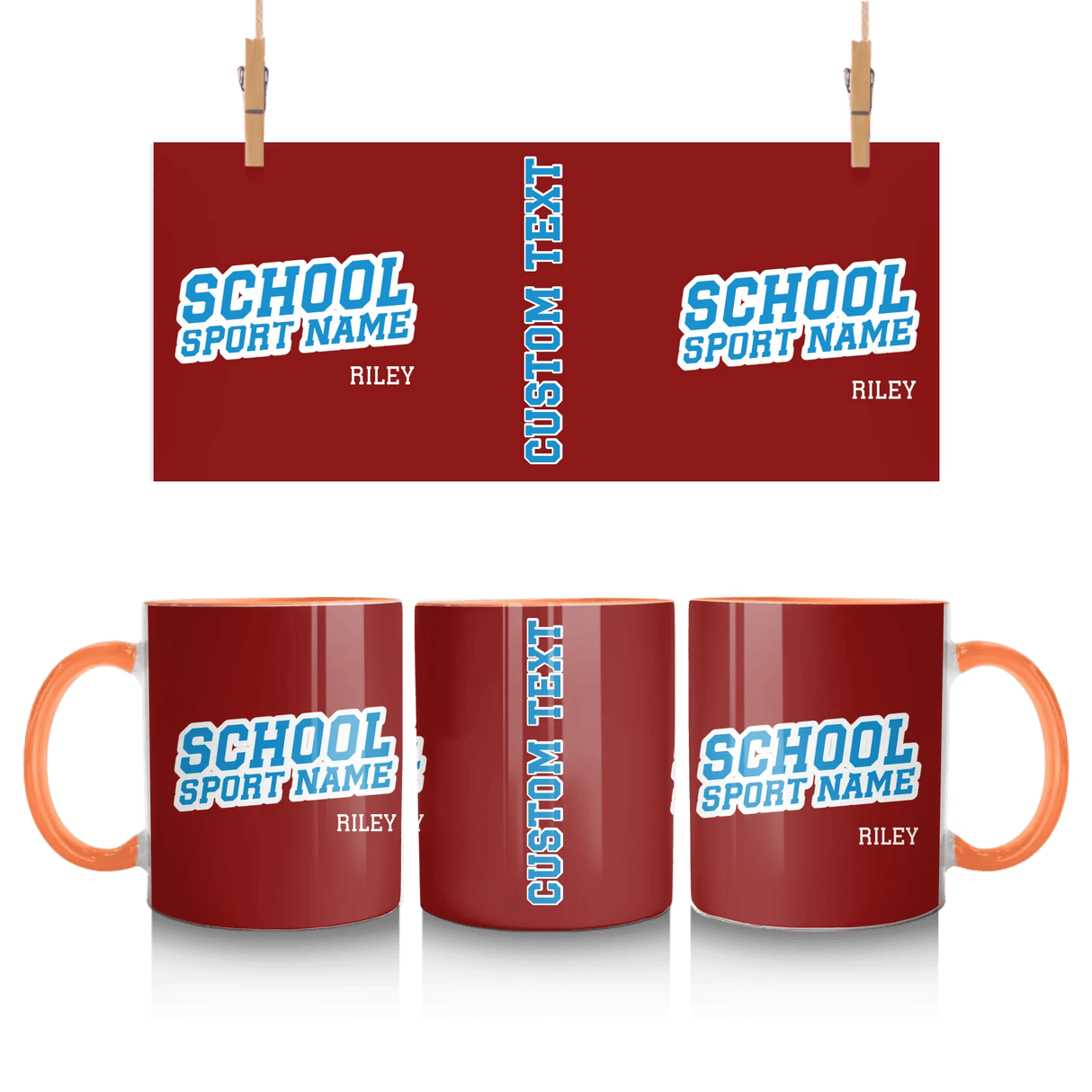 Custom School Spirit Mug With School and Mascot Name With Slanted Block Varsity Design