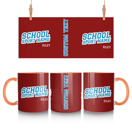 Custom School Spirit Mug With School and Mascot Name With Slanted Block Varsity Design