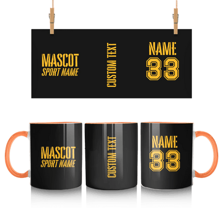Custom School Spirit Mug With Mascot and Sport With Stencil Design