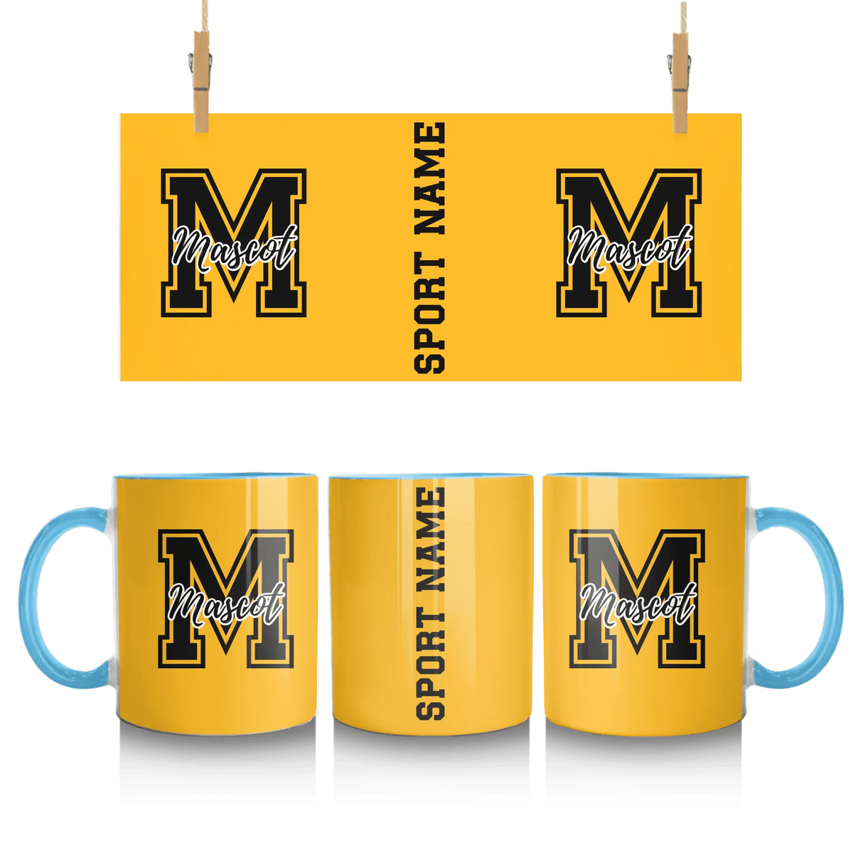 Custom School Mascot Mug With Large Initial and Mascot Name