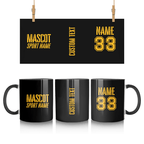 Custom School Spirit Mug With Mascot and Sport With Stencil Design