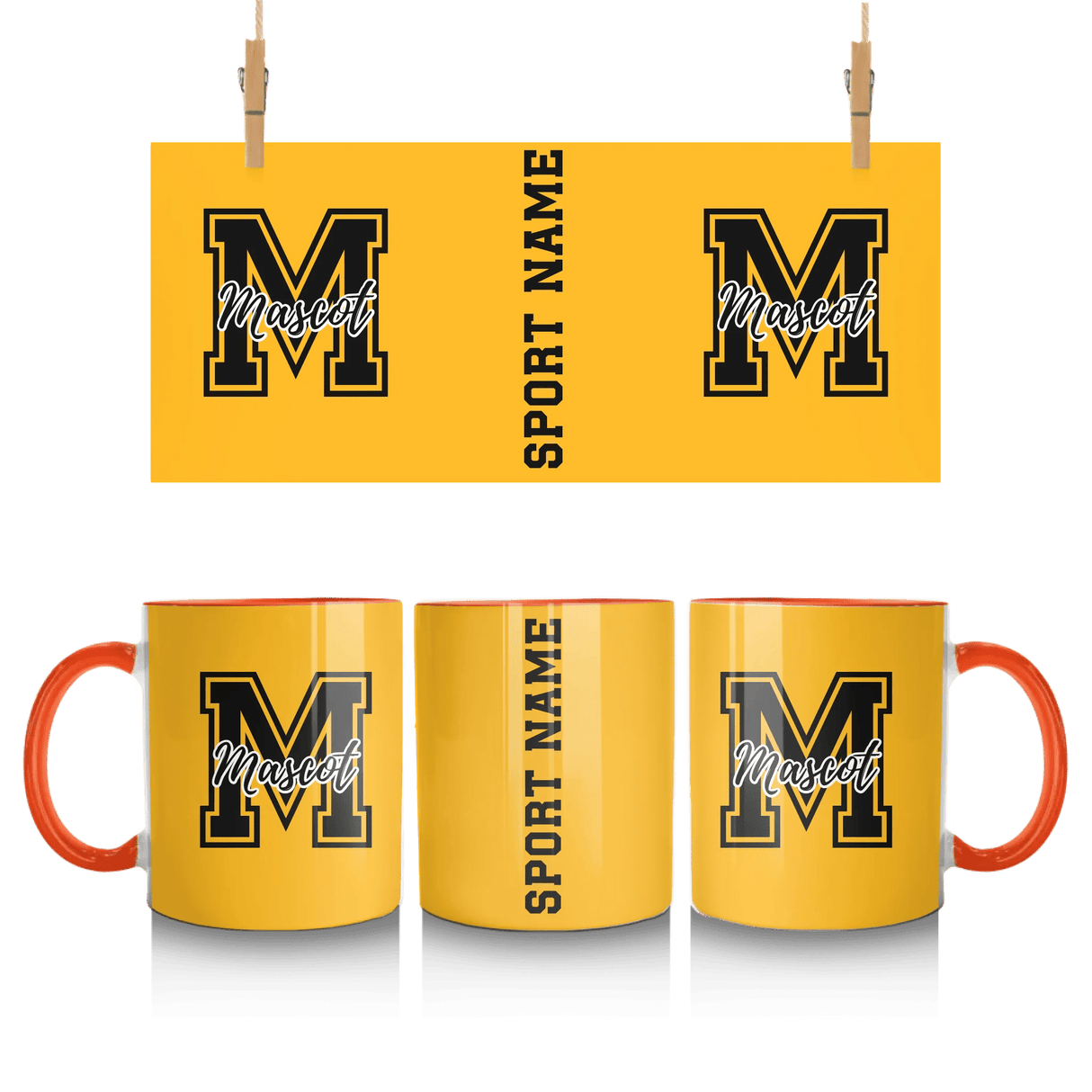Custom School Mascot Mug With Large Initial and Mascot Name