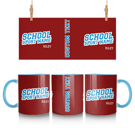Custom School Spirit Mug With School and Mascot Name With Slanted Block Varsity Design