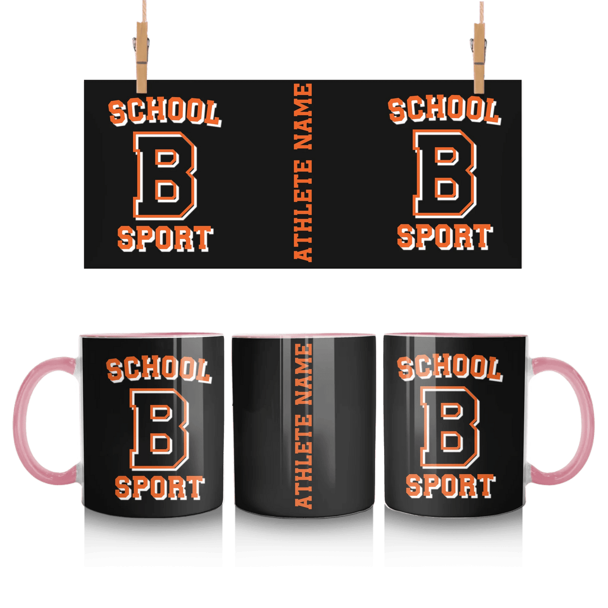 Custom School Spirit Mug With School, Initial & Sport Name With Collegiate Letter Design