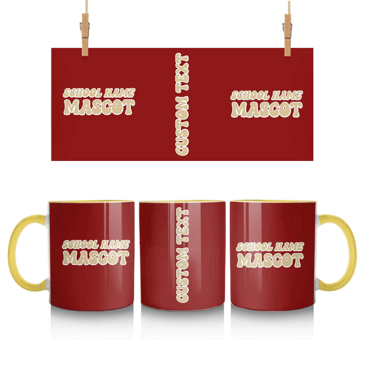 Custom School Spirit Mug With School and Mascot Name With Retro Design