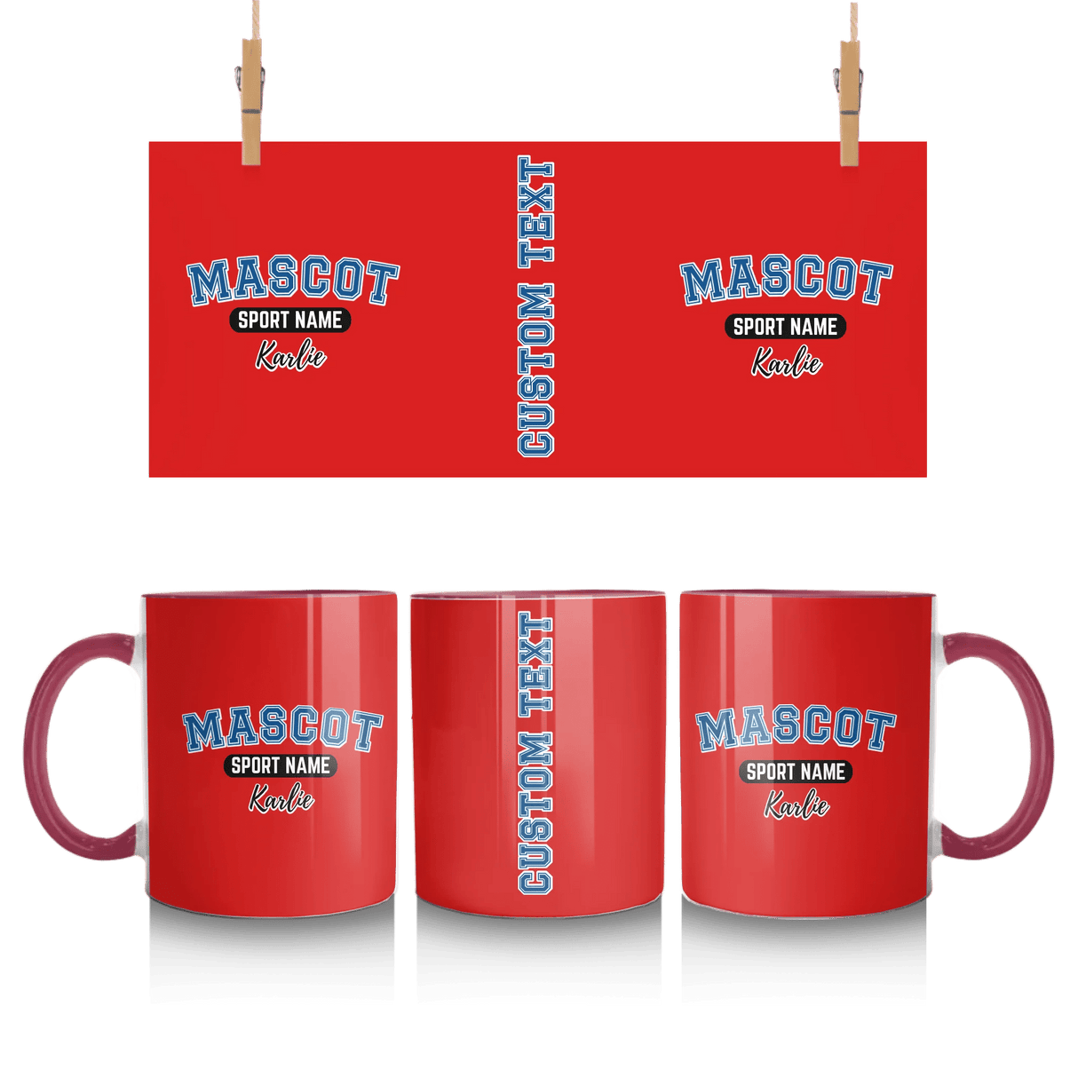 Custom School Spirit Mug With Mascot and Sport With Classic Design