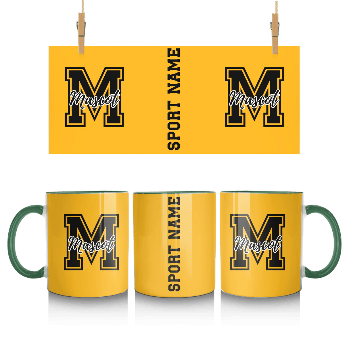 Custom School Mascot Mug With Large Initial and Mascot Name
