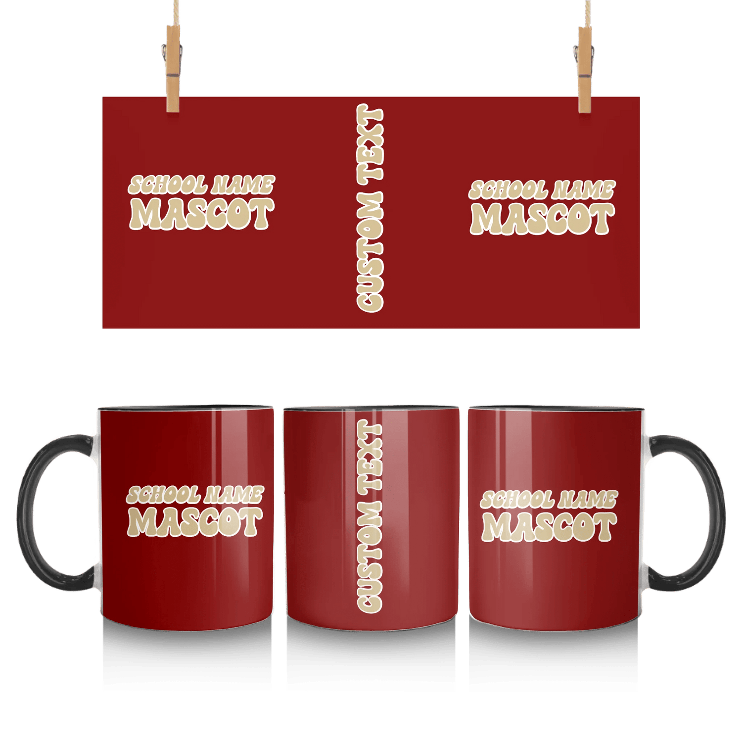 Custom School Spirit Mug With School and Mascot Name With Retro Design