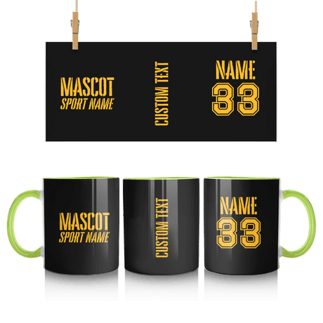 Custom School Spirit Mug With Mascot and Sport With Stencil Design