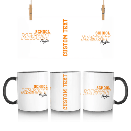 Custom School Spirit Mug With School and Mascot with Outline Design
