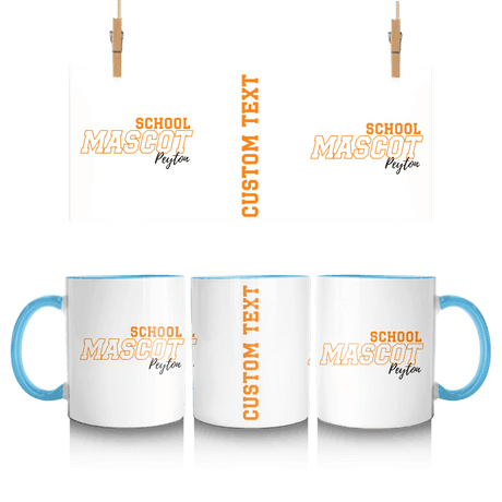 Custom School Spirit Mug With School and Mascot with Outline Design