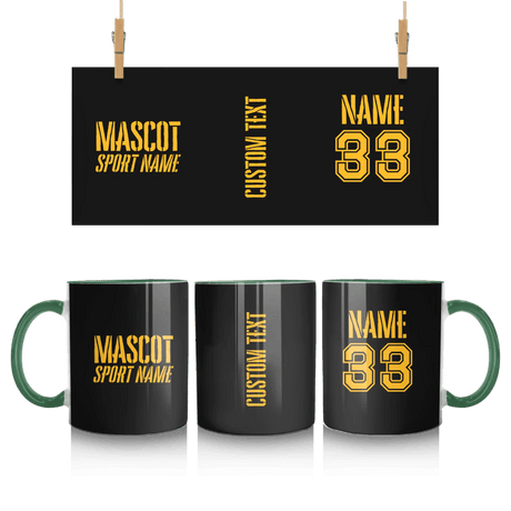 Custom School Spirit Mug With Mascot and Sport With Stencil Design
