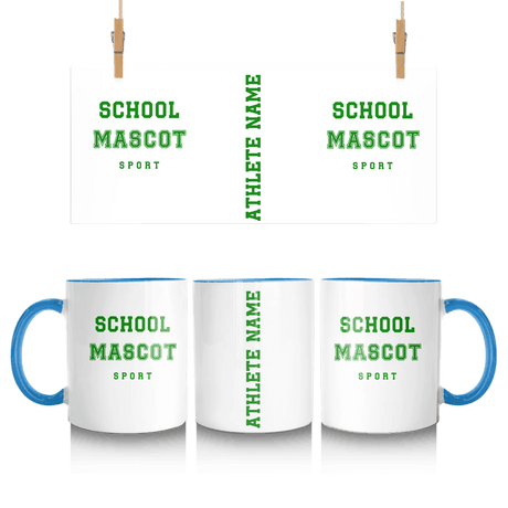 Custom School Spirit Mug With Mascot & Sport Name With Bold Varsity Design