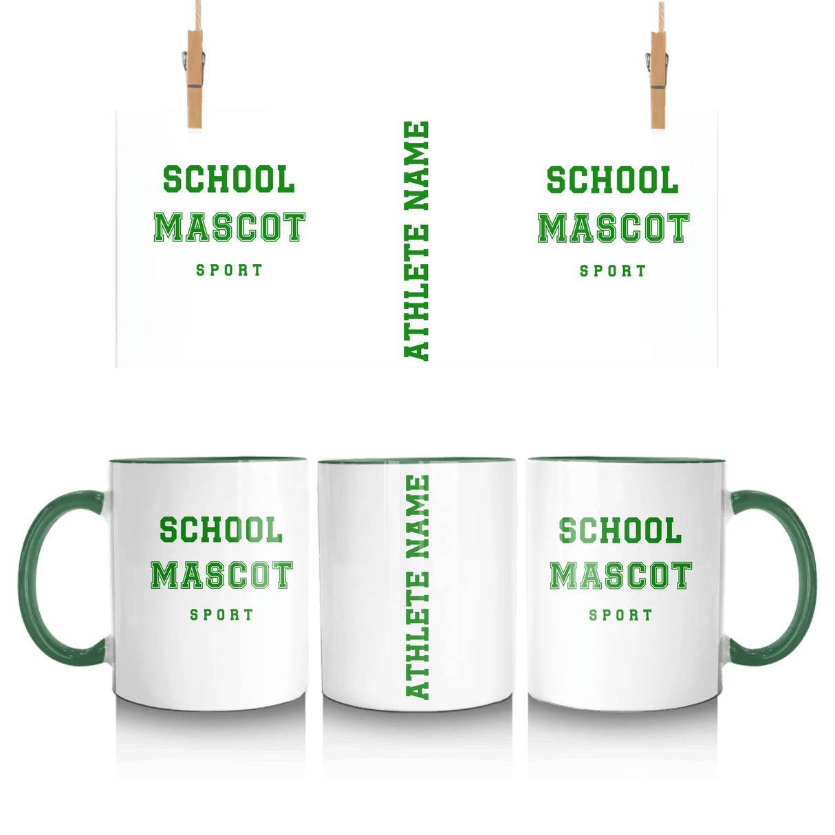 Custom School Spirit Mug With Mascot & Sport Name With Bold Varsity Design