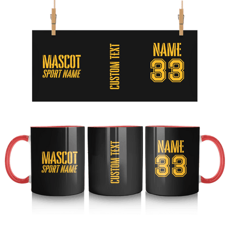 Custom School Spirit Mug With Mascot and Sport With Stencil Design