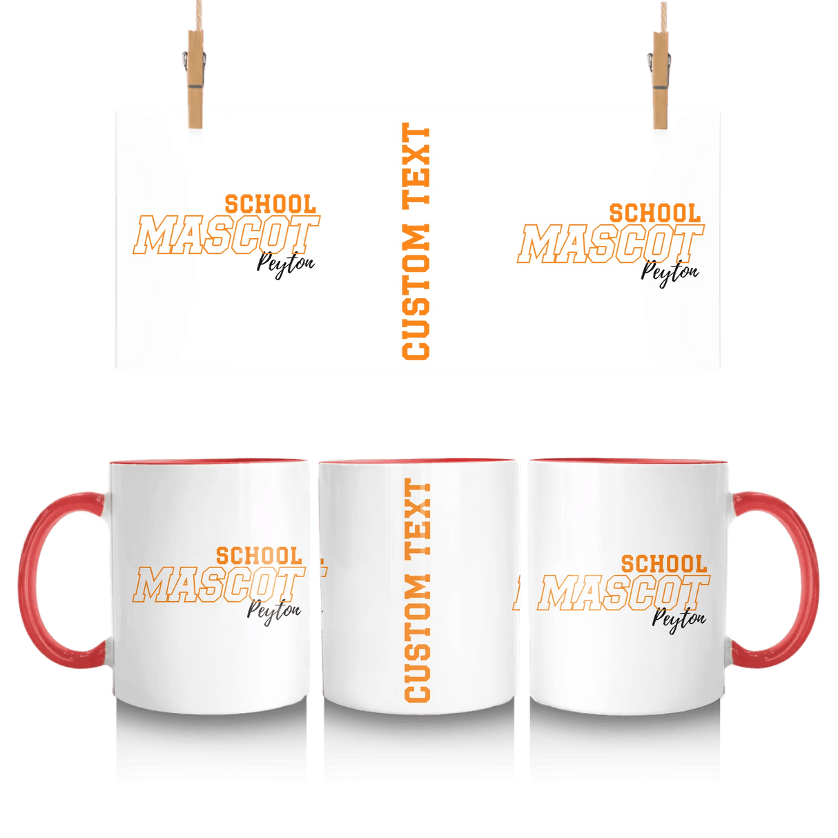 Custom School Spirit Mug With School and Mascot with Outline Design