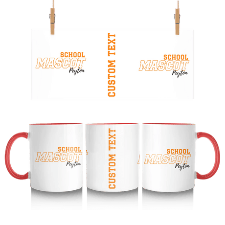 Custom School Spirit Mug With School and Mascot with Outline Design