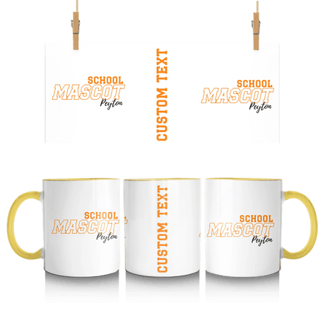 Custom School Spirit Mug With School and Mascot with Outline Design