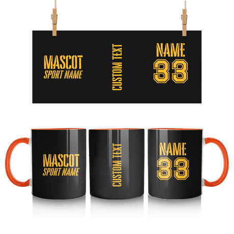 Custom School Spirit Mug With Mascot and Sport With Stencil Design