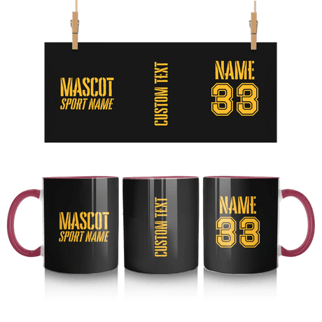 Custom School Spirit Mug With Mascot and Sport With Stencil Design