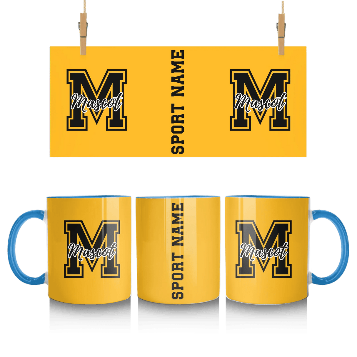 Custom School Mascot Mug With Large Initial and Mascot Name