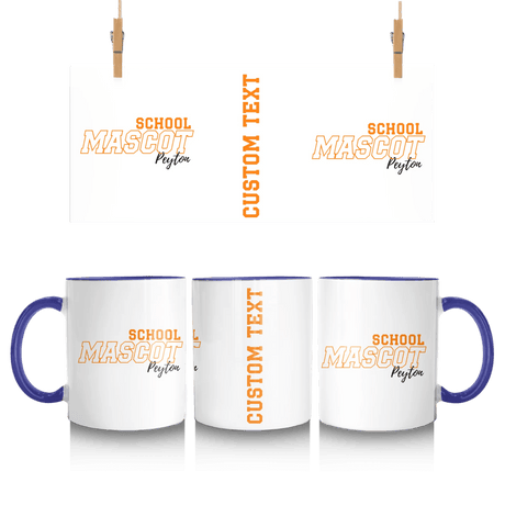Custom School Spirit Mug With School and Mascot with Outline Design