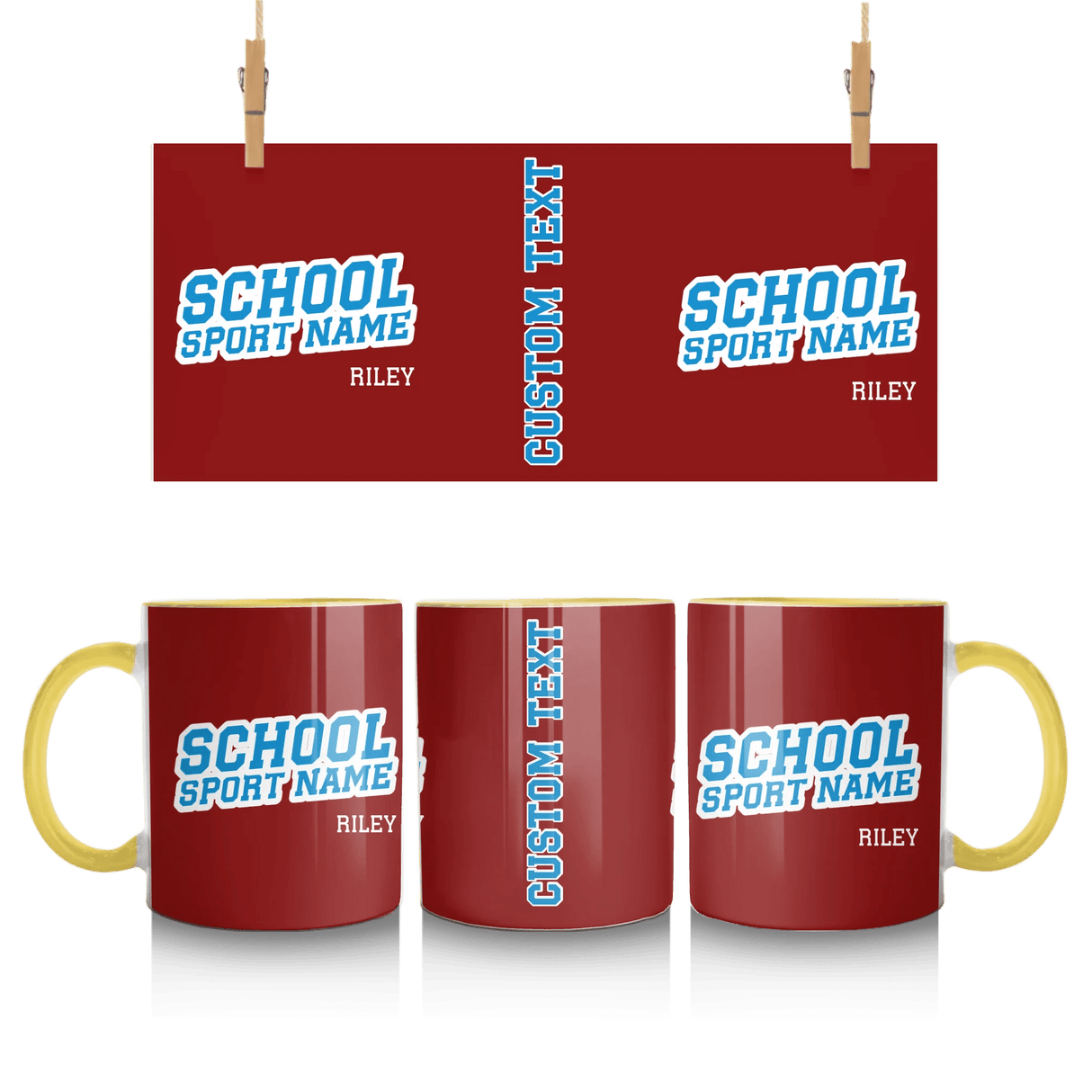 Custom School Spirit Mug With School and Mascot Name With Slanted Block Varsity Design