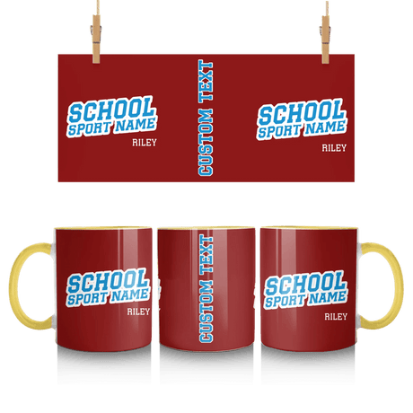 Custom School Spirit Mug With School and Mascot Name With Slanted Block Varsity Design