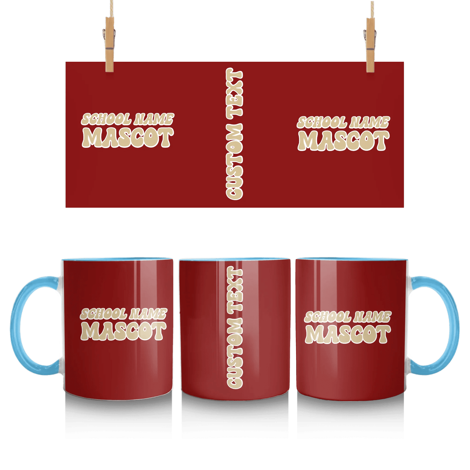Custom School Spirit Mug With School and Mascot Name With Retro Design