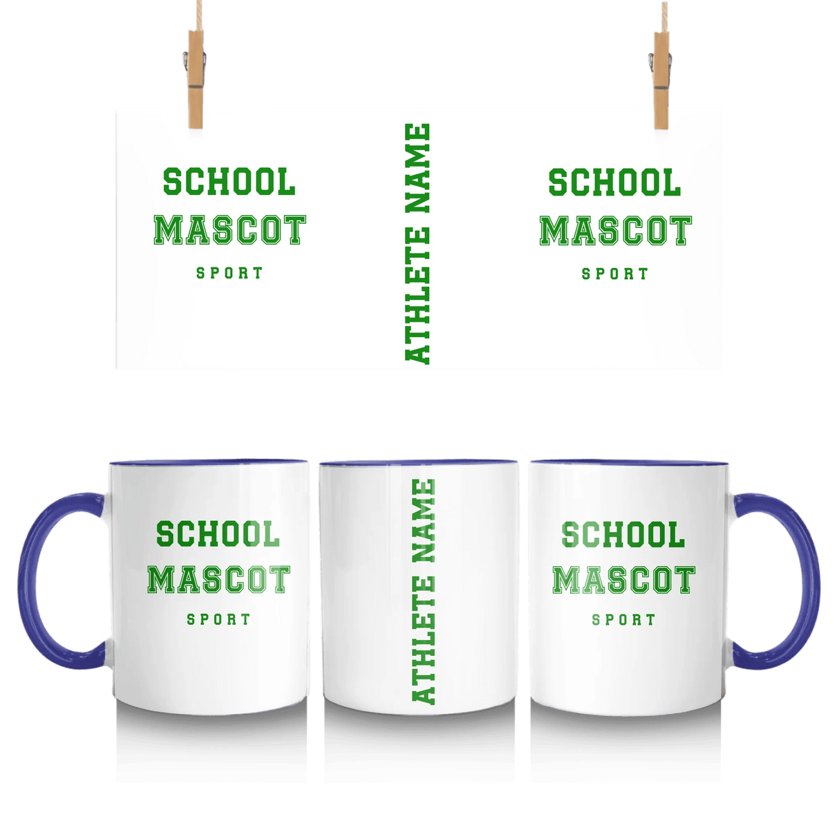 Custom School Spirit Mug With Mascot & Sport Name With Bold Varsity Design