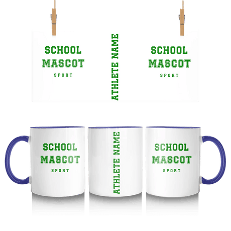 Custom School Spirit Mug With Mascot & Sport Name With Bold Varsity Design