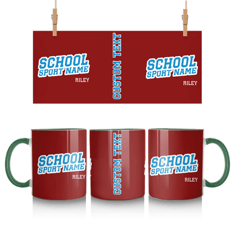 Custom School Spirit Mug With School and Mascot Name With Slanted Block Varsity Design