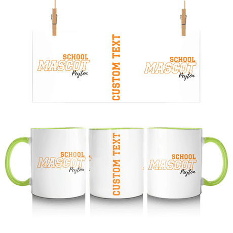 Custom School Spirit Mug With School and Mascot with Outline Design