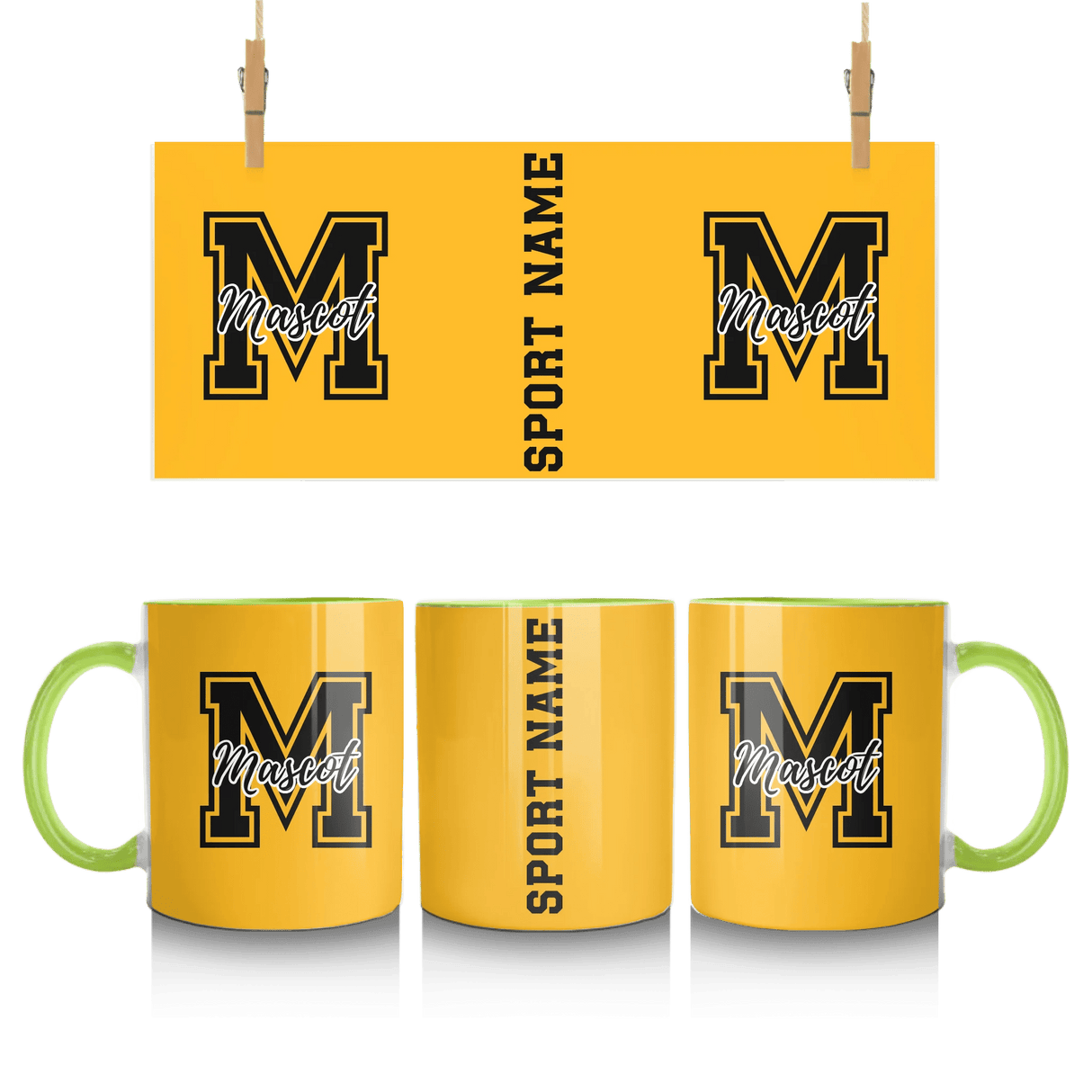 Custom School Mascot Mug With Large Initial and Mascot Name