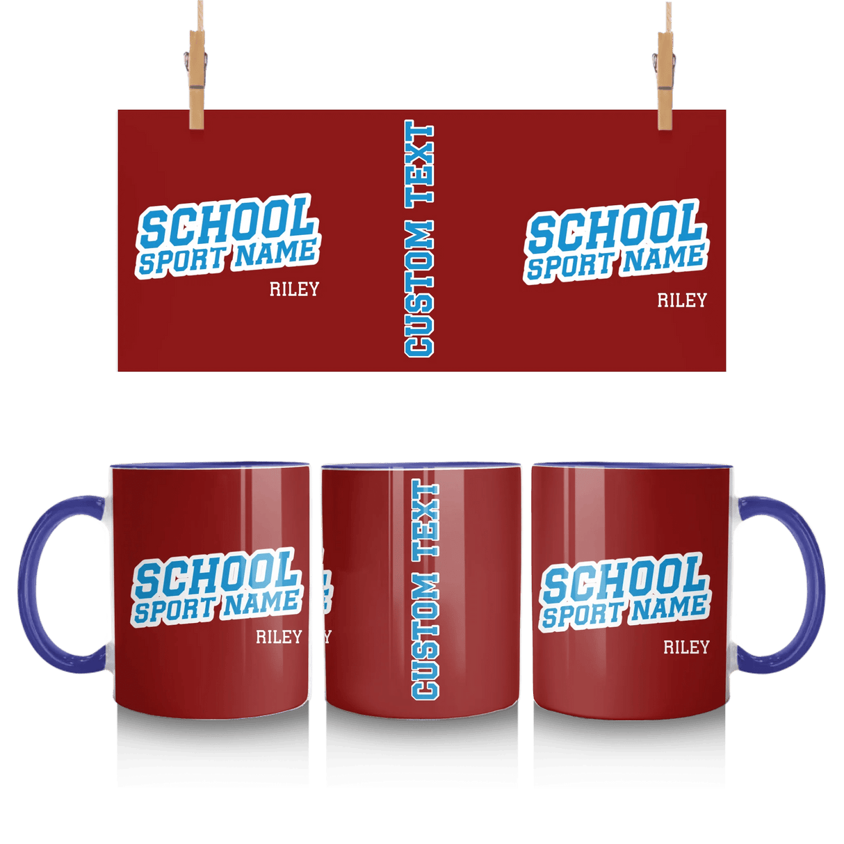 Custom School Spirit Mug With School and Mascot Name With Slanted Block Varsity Design