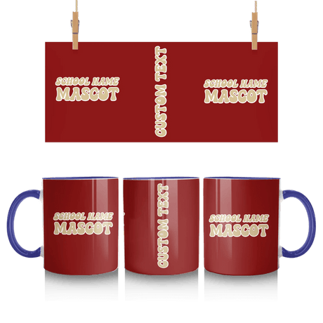 Custom School Spirit Mug With School and Mascot Name With Retro Design