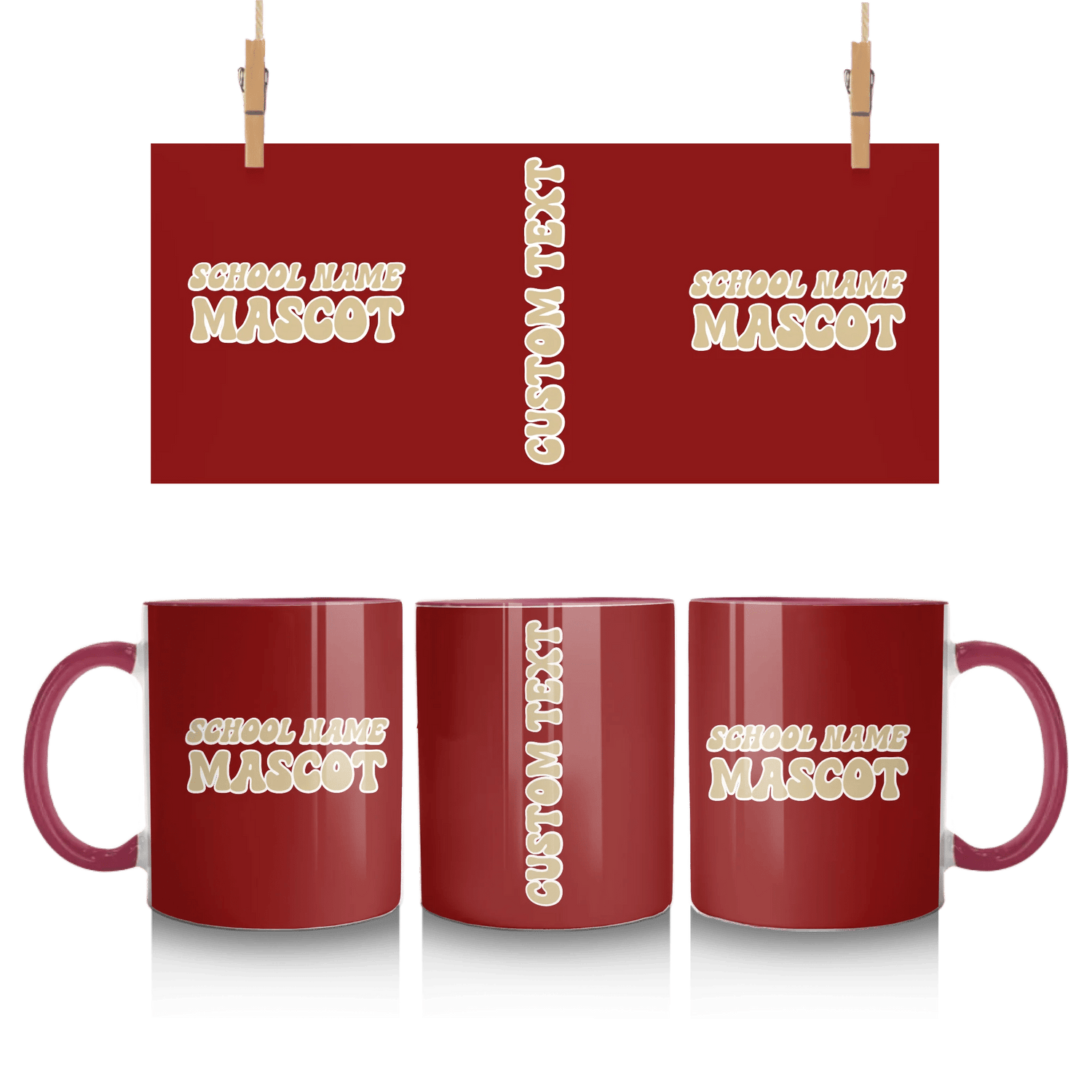 Custom School Spirit Mug With School and Mascot Name With Retro Design