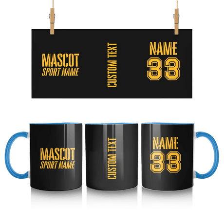 Custom School Spirit Mug With Mascot and Sport With Stencil Design