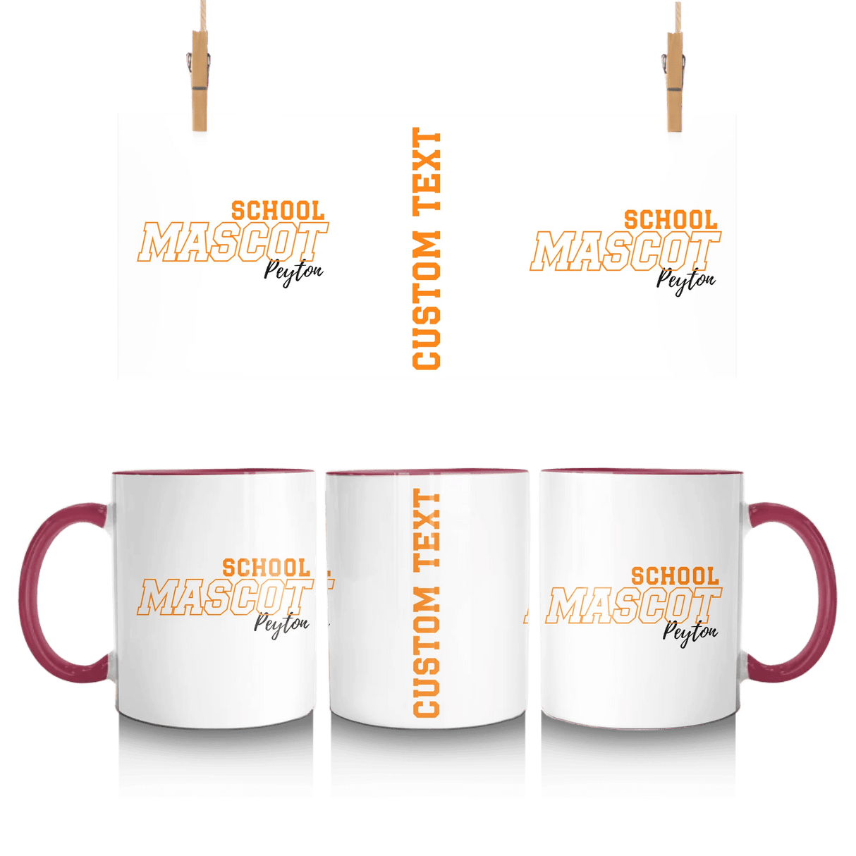 Custom School Spirit Mug With School and Mascot with Outline Design