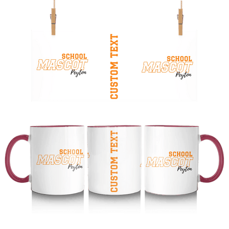Custom School Spirit Mug With School and Mascot with Outline Design