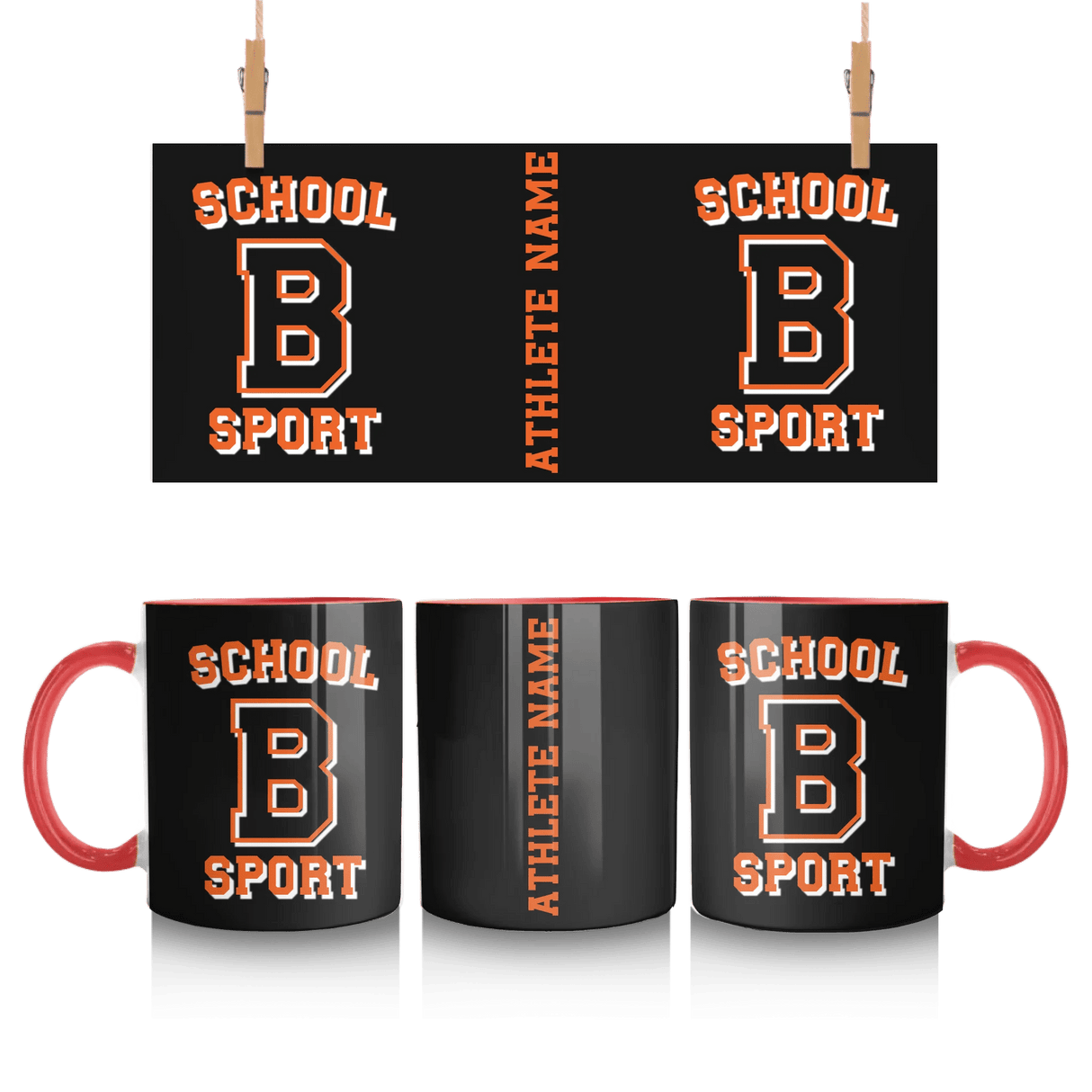 Custom School Spirit Mug With School, Initial & Sport Name With Collegiate Letter Design